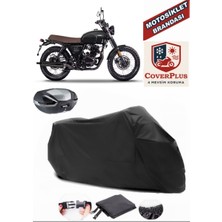 Brixton Cromwell 125 Branda Siyah Arka Çanta Uyumlu(Topcase) Motosiket Brandası Motor Örtüsü Çadır Su Geçirmez Motosiklet Kılıfı Motor Brandası,lastikli,taşıma Torbalı