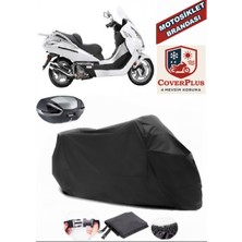 Mondial 250 Jet Max Branda Siyah Arka Çanta Uyumlu(Topcase) Motosiket Brandası Motor Örtüsü Çadır Su Geçirmez Motosiklet Kılıfı Motor Brandası,lastikli,taşıma Torbalı