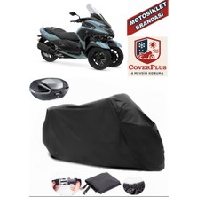 Yamaha  Tricity 300 Branda Siyah Arka Çanta Uyumlu(Topcase) Motosiket Brandası Motor Örtüsü Çadır Su Geçirmez Motosiklet Kılıfı Motor Brandası,lastikli,taşıma Torbalı