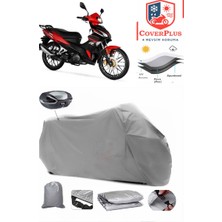 Rks Rodos 100 Branda Gri Arka Çanta Uyumlu(Topcase) Motosiket Brandası Motor Örtüsü Çadır Su Geçirmez Motosiklet Kılıfı Motor Brandası,lastikli,taşıma Torbalı