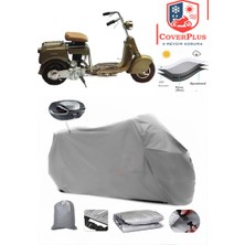 Lambretta Innocenti Branda Gri Arka Çanta Uyumlu(Topcase) Motosiket Brandası Motor Örtüsü Çadır Su Geçirmez Motosiklet Kılıfı Motor Brandası,lastikli,taşıma Torbalı