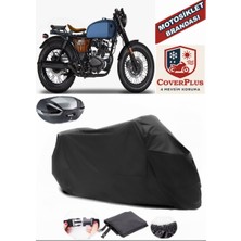 Brixton Rayburn 125 Branda Siyah Arka Çanta Uyumlu(Topcase) Motosiket Brandası Motor Örtüsü Çadır Su Geçirmez Motosiklet Kılıfı Motor Brandası,lastikli,taşıma Torbalı