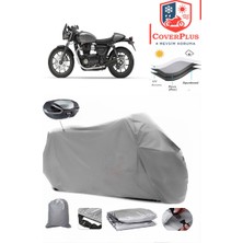 Triumph Street Cup Branda Gri Arka Çanta Uyumlu(Topcase) Motosiket Brandası Motor Örtüsü Çadır Su Geçirmez Motosiklet Kılıfı Motor Brandası,lastikli,taşıma Torbalı