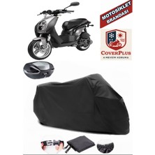 Peugeot Ludix 50 Branda Siyah Arka Çanta Uyumlu(Topcase) Motosiket Brandası Motor Örtüsü Çadır Su Geçirmez Motosiklet Kılıfı Motor Brandası,lastikli,taşıma Torbalı