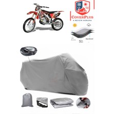 Apachi 4V Cross Branda Gri Arka Çanta Uyumlu(Topcase) Motosiket Brandası Motor Örtüsü Çadır Su Geçirmez Motosiklet Kılıfı Motor Brandası,lastikli,taşıma Torbalı