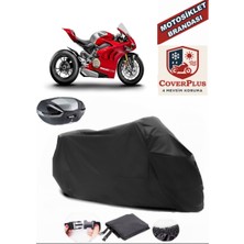 Ducati Panigale V4 R Branda Siyah Arka Çanta Uyumlu(Topcase) Motosiket Brandası Motor Örtüsü Çadır Su Geçirmez Motosiklet Kılıfı Motor Brandası,lastikli,taşıma Torbalı