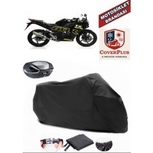 Honda Cbr 125 R Branda Siyah Arka Çanta Uyumlu(Topcase) Motosiket Brandası Motor Örtüsü Çadır Su Geçirmez Motosiklet Kılıfı Motor Brandası,lastikli,taşıma Torbalı