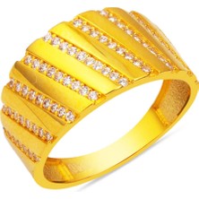 Şerit Tasarım Altın Kadın Yüzük