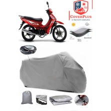 Kuba Kee 100 Branda Gri Arka Çanta Uyumlu(Topcase) Motosiket Brandası Motor Örtüsü Çadır Su Geçirmez Motosiklet Kılıfı Motor Brandası,lastikli,taşıma Torbalı