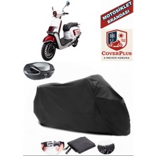 Apachi Beauty 125 Branda Siyah Arka Çanta Uyumlu(Topcase) Motosiket Brandası Motor Örtüsü Çadır Su Geçirmez Motosiklet Kılıfı Motor Brandası,lastikli,taşıma Torbalı