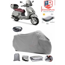 Bianchi Happy 50 Branda Gri Arka Çanta Uyumlu(Topcase) Motosiket Brandası Motor Örtüsü Çadır Su Geçirmez Motosiklet Kılıfı Motor Brandası,lastikli,taşıma Torbalı