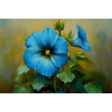 Aden Dekoratif Mavi Çiçek Kanvas Tablo