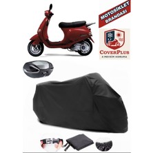 Vespa Et 4 Branda Siyah Arka Çanta Uyumlu(Topcase) Motosiket Brandası Motor Örtüsü Çadır Su Geçirmez Motosiklet Kılıfı Motor Brandası,lastikli,taşıma Torbalı