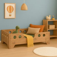 Montessori Yatak Çocuk Yatağı Bebek Karyolası Mdf Tek Kişilik Atlantik Çam