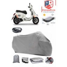 Vespa Gts 300 Super Branda Gri Arka Çanta Uyumlu(Topcase) Motosiket Brandası Motor Örtüsü Çadır Su Geçirmez Motosiklet Kılıfı Motor Brandası,lastikli,taşıma Torbalı