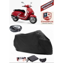 Dorado Akida Scooter 125 Branda Siyah Arka Çanta Uyumlu(Topcase) Motosiket Brandası Motor Örtüsü Çadır Su Geçirmez Motosiklet Kılıfı Motor Brandası,lastikli,taşıma Torbalı