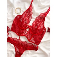 Darla Kırmızı 2'li Balenli Bralet Sütyen Takım