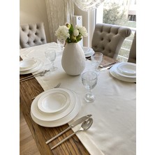 Kadife Dokulu Dertsiz Ekru Uzun Runner