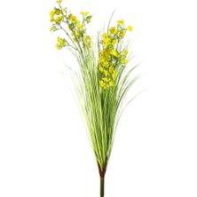 Yapay Sarı Çiçekli Grass Demeti Yeşil 75 cm