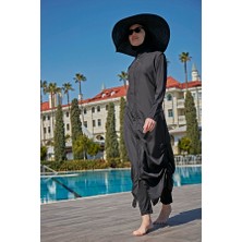 Remsa Mayo Remsa Tasarım Tam Kapalı Tesettür Mayo Tam Boy Uzun Boy R027 Fatma Siyah