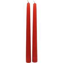 Şamdan Mat Mum 2'li Kırmızı 26 cm