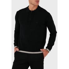 Emporio Armani % 100 Yün Regular Fit Yarım Fermuarlı Polo Yaka Kazak Erkek Kazak EM001512 AF14158 UC001