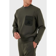 Emporio Armani Streç Pamuklu Regular Fit Tek Cepli Bisiklet Yaka Sweat Erkek Sweat EM002925 AF10013 U8120