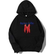 Brz Collection Unisex Oversize Spicy Life Hoodie Siyah