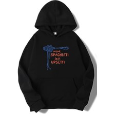 Brz Collection Unisex Oversize More Spaghetti Less Upsetti Hoodie Siyah