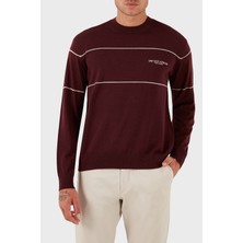 Emporio Armani Yünlü Şerit Detaylı Regular Fit Bisiklet Yaka Kazak Erkek Kazak EM002796 AF14199 M5065