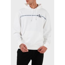Calvin Klein Logolu Şerit Detaylı Regular Fit Kapüşonlu Sweat LV04RC289GYAF Erkek Sweat LV04RC289G Yaf