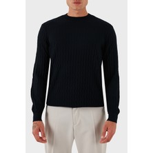 Armani Exchange Yün Karışımlı Regular Fit Bisiklet Yaka Dalgalı Dokuma Kazak Erkek Kazak XM001560 AF11982 FB065