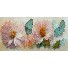 Aden Dekoratif Çiçek Kelebek  Kanvas Tablo
