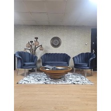 Istiridye Takım Krom Kaplama Telli Ayak Çay Seti Koltuk Takımı Füme Renk 110 x 48 Boyut/ebat