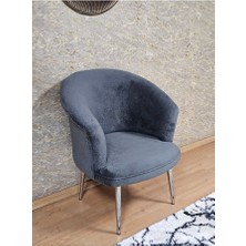 Tekli Teddy Krom Kaplama Sivriltme Ayak Çay Seti Koltuk Tekli Berjer , Balkon, Salon, Ofis Füme Renk 40,5 Boyut/ebat