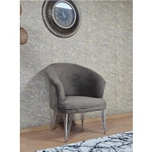 Tekli Teddy Krom Kaplama Telli Ayak Çay Seti Koltuk Tekli Berjer , Balkon, Salon, Ofis Kahverengi Renk 40,5 Boyut/ebat