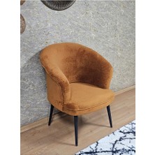 Tekli Teddy Siyah Boyalı Sivriltme Ayak Çay Seti Koltuk Tekli Berjer , Balkon, Salon, Ofis Kiremit Renk 40,5 Boyut/ebat