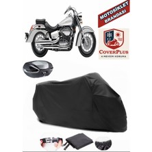 Honda Vt 750 C Shadow Branda Siyah Arka Çanta Uyumlu(Topcase) Motosiket Brandası Motor Örtüsü Çadır Su Geçirmez Motosiklet Kılıfı Motor Brandası,lastikli,taşıma Torbalı