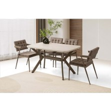 Yuvaset Home Mobilgen Sidon 4 Adet Jumbo Sandalye 130+30 Anka Açılabilir Masa Takımı