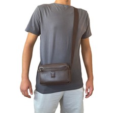 Erkek Çapraz Çanta, El Çantası, Omuz Çantası, Ayarlanabilir Askılı Kahve 22X13X6CM