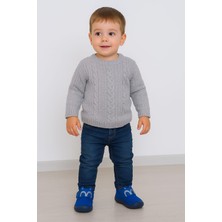 Göz Detaylı Erkek Bebe Panduf Mavi