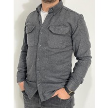 Kaşe Erkek Oduncu Gömlek – Uzun Kollu, Çift Cepli, Rahat Kalıp