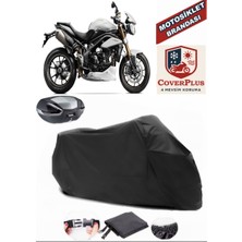 Triumph Speed Triple Branda Siyah Arka Çanta Uyumlu(Topcase) Motosiket Brandası Motor Örtüsü Çadır Su Geçirmez Motosiklet Kılıfı Motor Brandası,lastikli,taşıma Torbalı