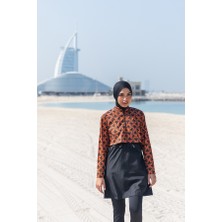 Remsa Mayo Remsa Paraşüt Önü Kapaklı Tam Kapalı Tesettür Mayo Turuncu R047 Retro