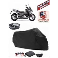 Honda Nc 750D Integra Branda Siyah Arka Çanta Uyumlu(Topcase) Motosiket Brandası Motor Örtüsü Çadır Su Geçirmez Motosiklet Kılıfı Motor Brandası,lastikli,taşıma Torbalı