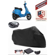 Vespa Sprint 125 Branda Siyah Arka Çanta Uyumlu(Topcase) Motosiket Brandası Motor Örtüsü Çadır Su Geçirmez Motosiklet Kılıfı Motor Brandası,lastikli,taşıma Torbalı