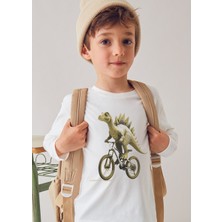 Mayoral Krem Erkek Çocuk Baskılı Uzun Kollu Tişört 4087