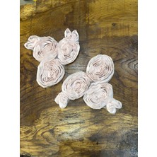 2 Adet 3 Lü Güllü Toz Pembe Aplike Set Dikiş Aksesuarı 23X19 cm