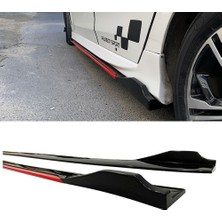 Renault Megane 2 2002-2008 Kırmızı Şeritli Renkli Yan Marşpiyel 2 Adet Piona Black