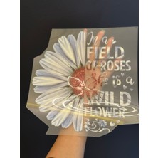 Ütü Ile Yapışan Açık Mavi Çiçek Transfer Baskı Arma 22X22 cm